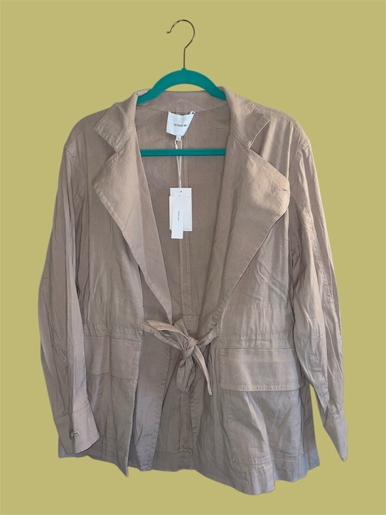 Vince Jackets & Blazers - Vince Oat Linen Wrap Jacket with Waist Belt